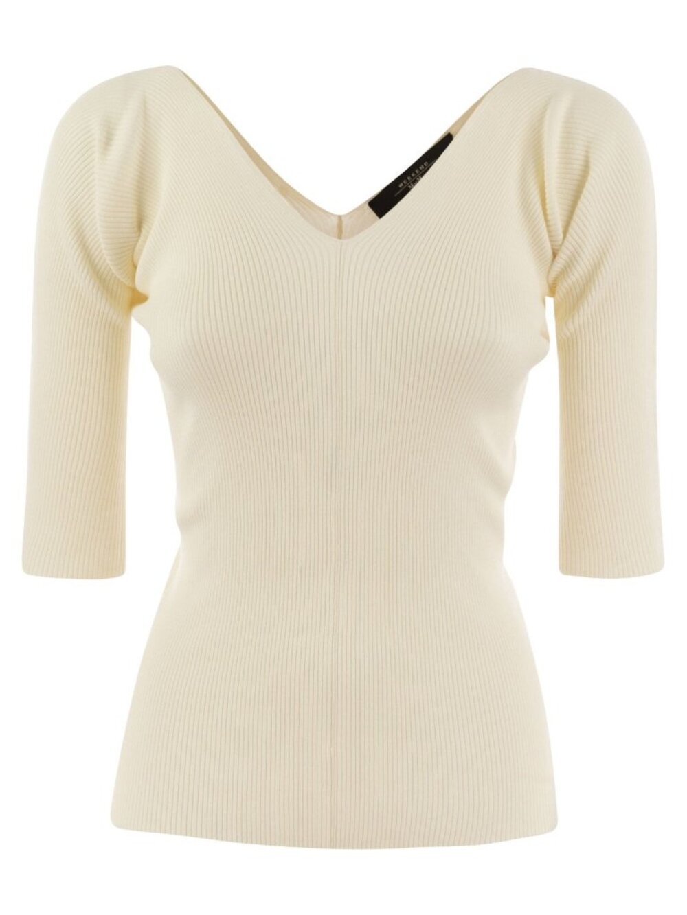 Weekend Max Mara Oceano ribbed viscose v-neck pullover in cream M - Worn once